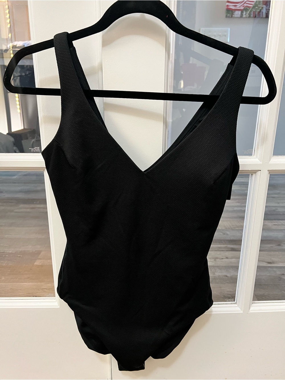 SPANX Black V-Neck One-Piece Swimsuit size M NWT